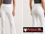 Pantalón campana blanco elastizado talla M/L 25usd
