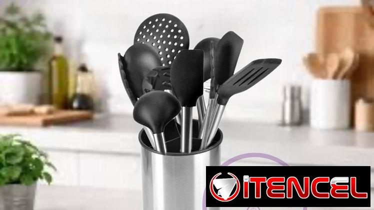 Set de silicona y acero inoxidable con su base giratoria (11 piezas) (G&L)