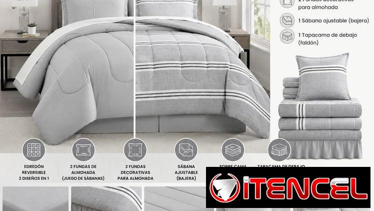 Juego de Edredón Reversible de 8 Piezas con envío incluido