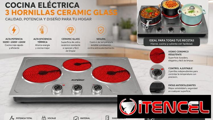 🔥 Cocina Eléctrica de 3 Hornillas Ceramic Glass 🔥