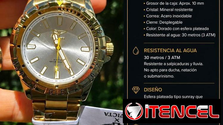 Invicta Dorado con Esfera Plateada
