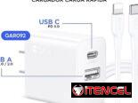 Combo Cargador 20W GAR163 Tipo C- Lightning + Cable Extra Tipo USB-C de 6A🔋
