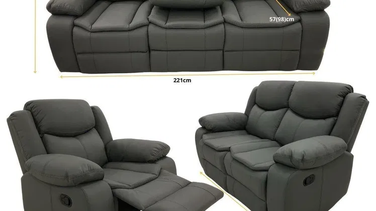 Sofá 3,2,1 reclinable con portabaso inportado de lujo