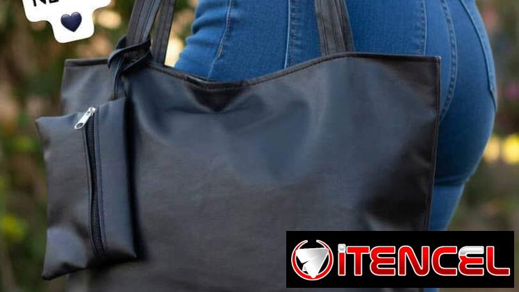 BOLSO O CARTERA GRANDE ARTESANAL NEGRA CON MONEDERO