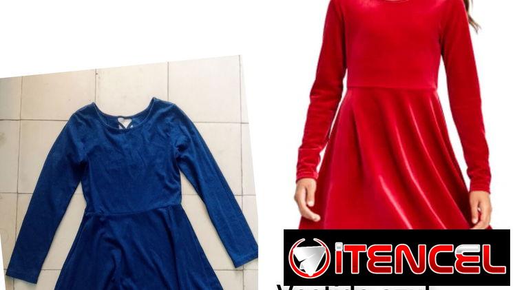 Vestido azul de niña talla 9-10 delgada algodón