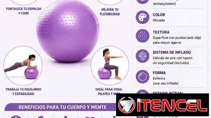 BALÓN DE YOGA INFLABLE ANTIDESLIZANTE (75 CM)* 🧘‍♀️