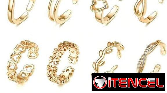 Anillo ajustable para el pie o mano dorado de acero