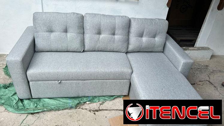 Sofa cama gris con baúl sofa cama grande de 3 plazas importado original en su caja