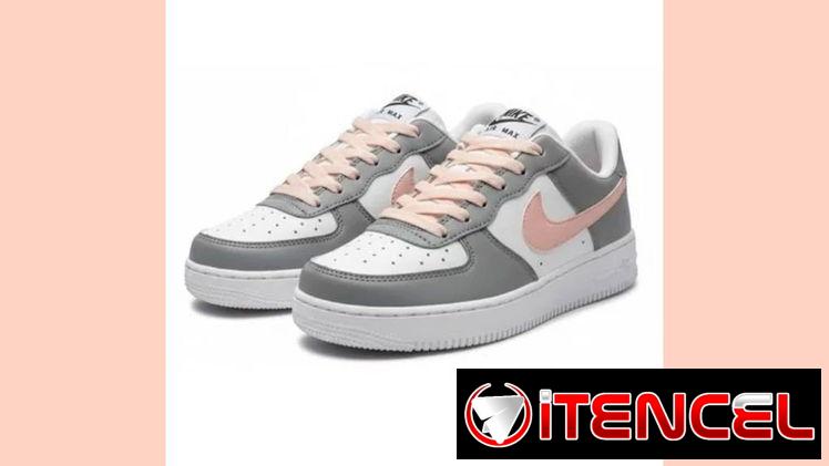 NO.36 TENIS NIKE AIR FORCE GRIS  CON BLANCO Y ROSADO