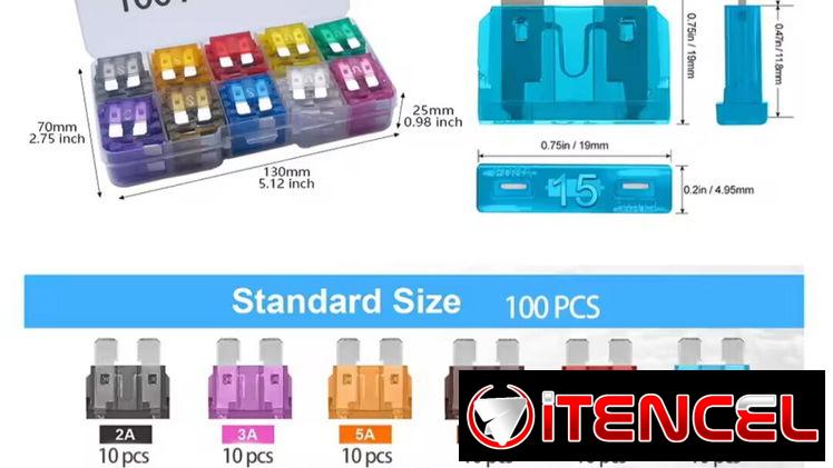 Kit de fusibles para auto Standard y Mini. Fusible automotriz estándar. Fusibles de cangrejo. Acepto CUP