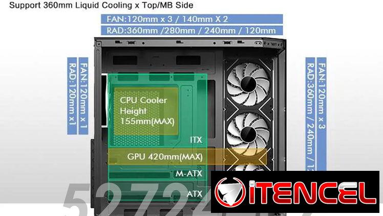 ✅✅52724487 – Chasis Gaming Semi panorámico DIYPC ARGB-N3-BK + 4 fanes ARGB 120mm✅✅