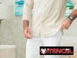 Pantalon de lino , pantalón de listas , camisas blanca de lino , ropa de lino , conjunto de lino , pantalón beige de lin