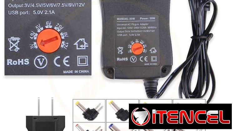 Cargador Universal de Voltaje Ajustable 30W con 6 Adaptadores DC – Multivoltaje 3V a 12V