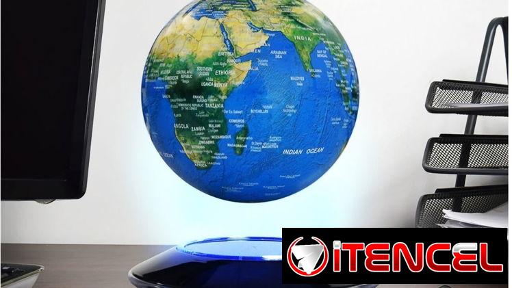 Globo terráqueo levitante.   60 usd  Gira completamente en el aire,,, Iluminado en azul brillante Trabaja con 110 y 220