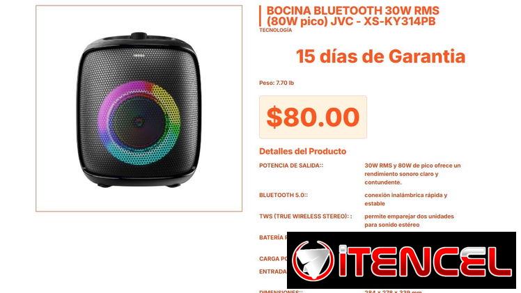 Diseño inteligente para esta Bocina Bluetooth JVC útil pro VPT#-0041