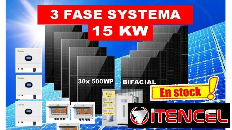 Sistema solar (trifásico, 15 kW) todo incluido.