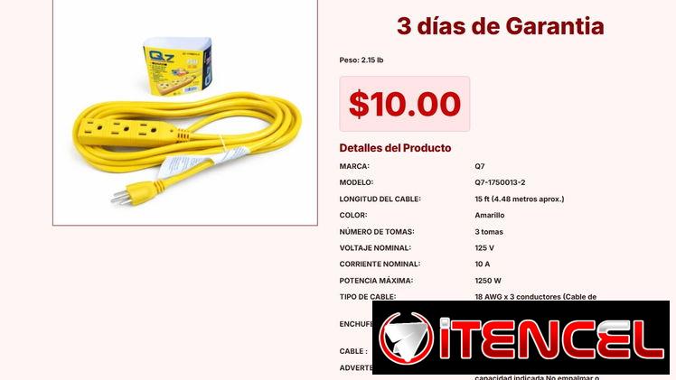 Diseño de alta visibilidad destaca en esta Extensión eléctrica Q7 pro VPT#-0133