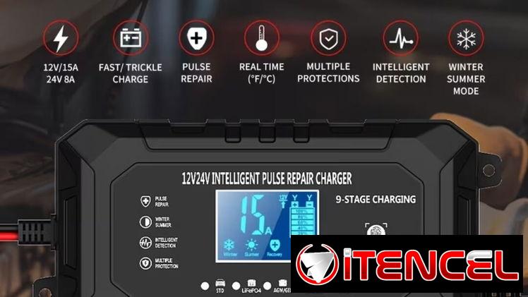 Cargador inteligente todo tipo de Bateria de 12v-15A y 24v-8A