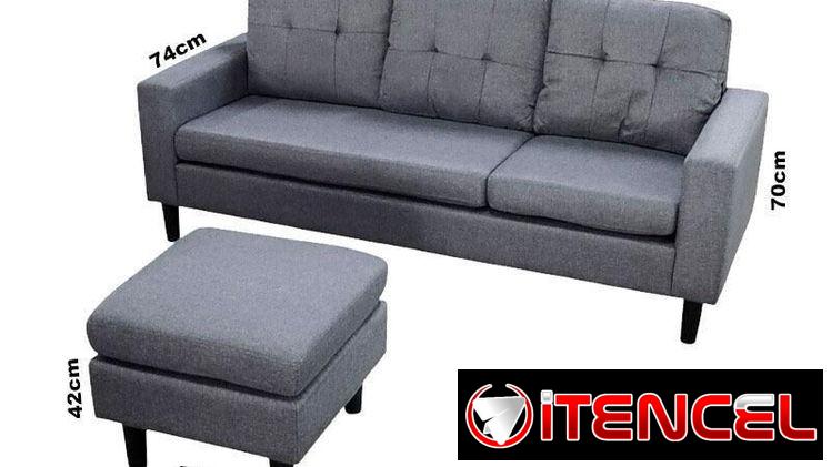Sofa de 3 plazas con reposapie
