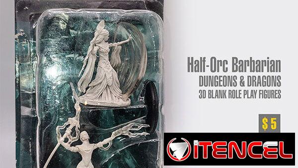 Half-Orc Barbarian / DUNGEONS & DRAGONS / 3D BLANK ROLE PLAY FIGURES