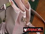 cartera rosa palo con asa corta y larga
