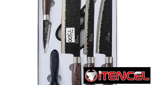 Set de cuchillos Kunsion de 6 piezas – Serie Black Hammered X30Cr13