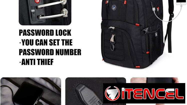!!!Mochila de viaje extragrande. Antirrobo con candado integrado, para portátiles de 17 pulgadas. Negra!!!