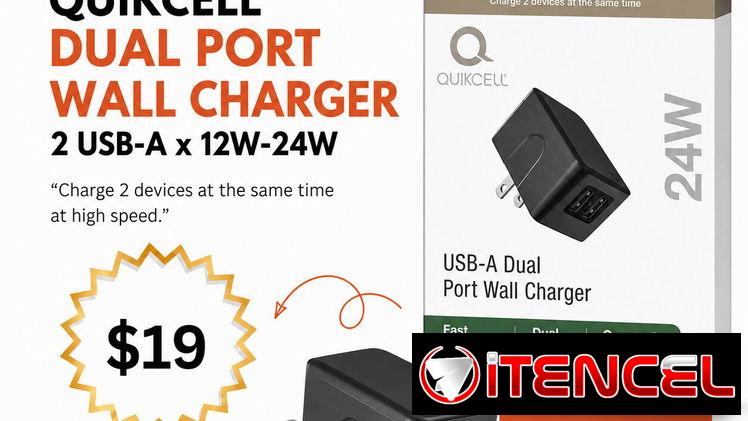 Quikcell Dual Port Wall Charger 2 USB-A x 12W-24W | videojuegoshabana.com