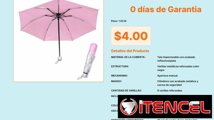 Sombrilla de Bolso Rosado Claro de Diseño Diario para Oficina y Viajes VPT#-0462