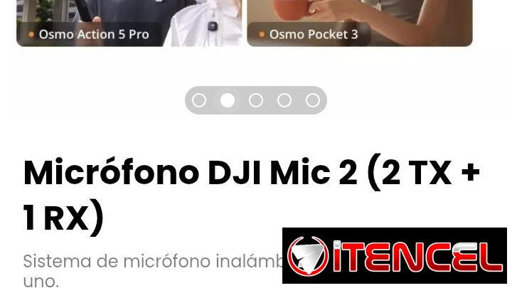 Micrófono DJI Mic 2 (2 TX + 1 RX). Incluye 2 transmisores, 1 receptor y estuche de carga inteligente.