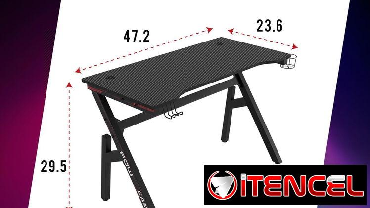 🎮🖥️ MESA GAMING 47″ BESTOFFICE FIBRA DE CARBONO ROJA CON PORTAVASOS Y SOPORTE AURICULARES ENVÍO DISPONIBLE* + GARANTÍA