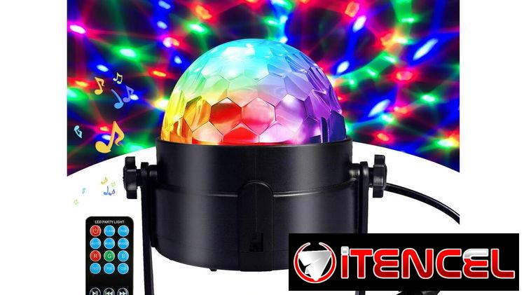 COIDEA Luz Estroboscópica LED de Fiesta 3W – Luz de Discoteca con 7 Colores y Activación por Sonido – Mini Luz DJ con Co