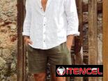 Camisas blancas de lino , ropa de vestir para hombre