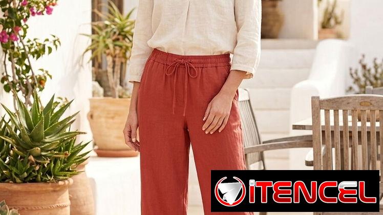 Pantalones anchos tono Terracota de lino y algodón 18