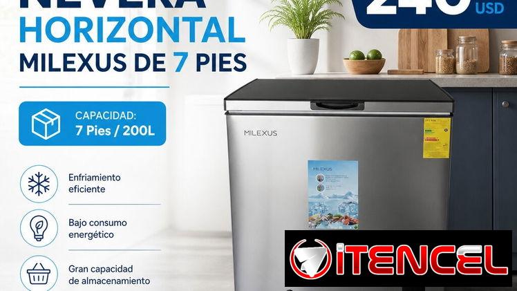 (200L). NEVERA HORIZONTAL MILEXUS DE 7PIES. Factura + Garantía