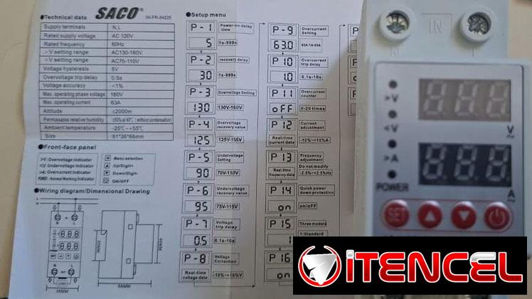 Breaker protector y controlador de voltaje ajustable (2 funciones) de 110V