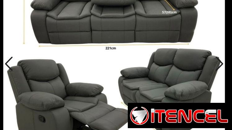 💥 Juegos de muebles reclinables 3,2,1 plaza ✓Material: Cuero de aire  ✓ negro, carmelita y gris