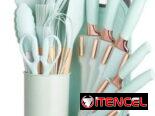 Set de 19 piezas de  Utensilios de Cocina de Silicona y Cuchillos