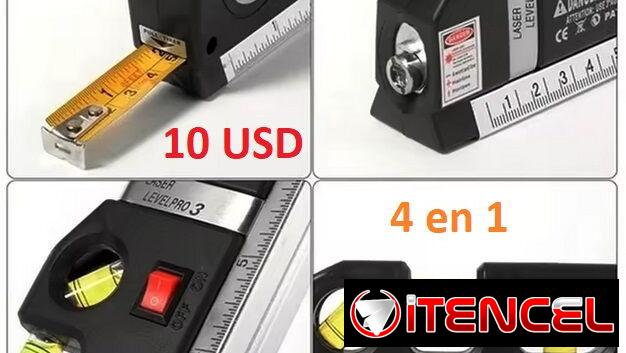 J118 Herramienta multiuso lienza, nivel infrarrojo y de burbuja, regla