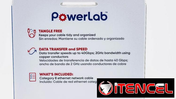 PowerLab Cable Ethernet Cat8 10FT Alta Velocidad 40Gbps | PC y Accesorios | Nuevo | Garantía 5 | videojuegoshabana.com