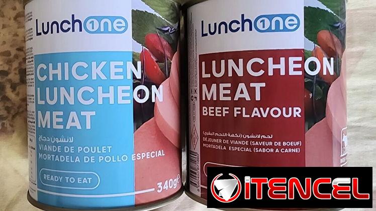 Lata de mortadela, buena calidad de pollo y res
