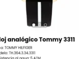 Reloj analógico Tommy 3311. Nuevo