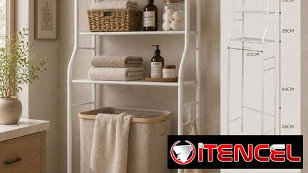 🚻 Estante Organizador de baño  💰 $23 USD  🧺 Diseño práctico y elegante, ideal para aprovechar el espacio del baño.