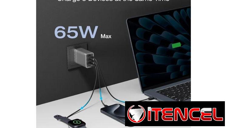 Cargador EcoFlow RAPID 65W GaN con Cable de 100W