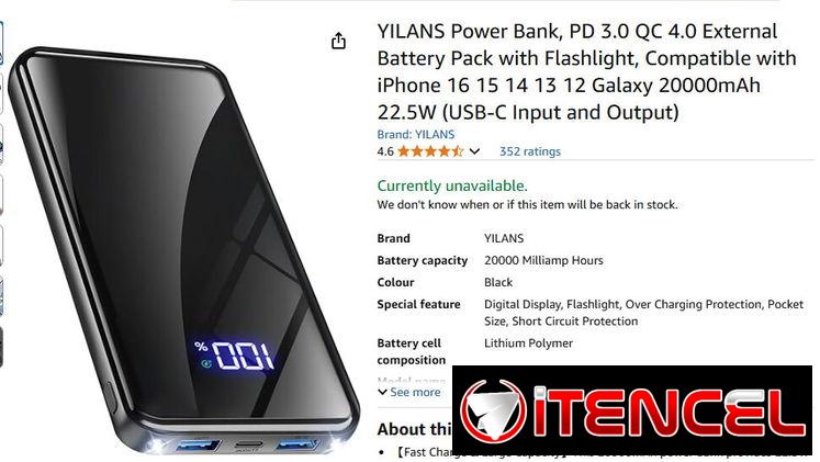 CARGADOR PORTÁTIL DE CARGA RÁPIDA Y 20000mAh – CON PANTALLA Y DE MUY BUENA CALIDAD