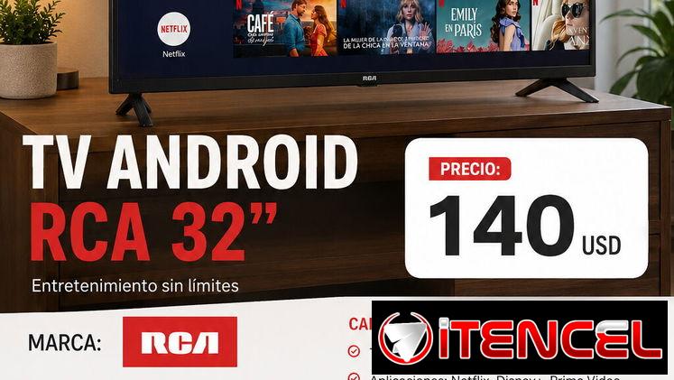 Android smart tv marca RCA 32 pulgadas 140 usd