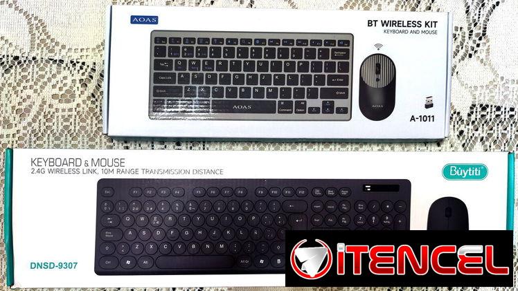 Teclados inalámbricos con mause con pilas doble y triple AAA. Solo un puerto USB para los dos