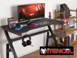 🎮🖥️ MESA GAMING 47″ BESTOFFICE FIBRA DE CARBONO ROJA CON PORTAVASOS Y SOPORTE AURICULARES ENVÍO DISPONIBLE* + GARANTÍA