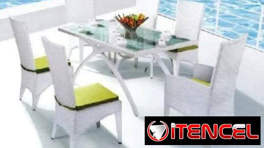 Juego de comedor de 6 sillas blanco para terraza y exterior nuevo importado