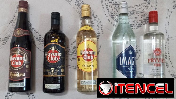 Havana Club 7 años, Añejo Especial,  Añejo 3 años y Reserva, Vodka y Ginebra